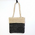ラフィア2トーンバッグ 平 ナチュラル黒 ナチュラルハンドル 25SS一点物 @6800→5440円