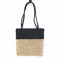 ラフィア2トーンバッグ 平 黒ナチュラル 黒ハンドル 25SS一点物 @6800→5440円