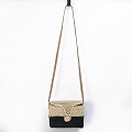 ラフィアボックスカゴ 2トーン ナチュラル黒 生成革 25SS一点物 @11000→8800円