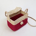 ラフィアボックスカゴ 2トーン ナチュラルフシア 生成革 25SS一点物 @11000→8800円