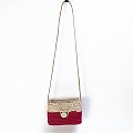 ラフィアボックスカゴ 2トーン ナチュラルフシア 生成革 25SS一点物 @11000→8800円