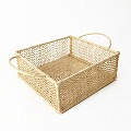 ラフィア鉄枠トレイ 四角 25SS一点物 @9500→7600円