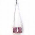 ターズ生地 四角ポシェット 大 革ショルダー フシア 25SS一点物 @11000→8800円