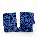 ターズ生地 四角ポシェット 大 革ショルダー 青 25SS一点物 @11000→8800円