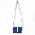 ターズ生地 四角ポシェット 大 革ショルダー 青 25SS一点物 @11000→8800円