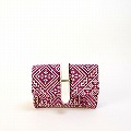 ターズ生地 四角ポシェット 小 革ショルダー フシア 25SS一点物 @9000→7200円