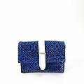 ターズ生地 四角ポシェット 小 革ショルダー 青 25SS一点物 @9000→7200円