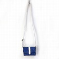 ターズ生地 四角ポシェット 小 革ショルダー 青 25SS一点物 @9000→7200円