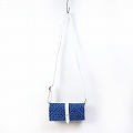 ターズ生地 横長丸ポシェット 小 革ショルダー 青 25SS一点物 @11000→8800円