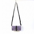 ターズ生地 横長丸ポシェット 小 革ショルダー 紫 黒革 25SS一点物 @11000→8800円