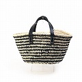 タザ楕円底 SS ラフィアミックス 黒 平革ハンドル 黒
