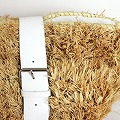 タザ楕円底かご S フルラフィアNAT 革ベルト 白 内布付き
