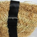 タザ楕円底かご S フルラフィアNAT 革ベルト 黒 内布付き