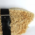 タザ楕円底かご SS フルラフィアNAT 革ベルト 黒 内布付き