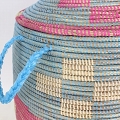 セネガルかご 蓋つき ブロック花柄2トーン 中