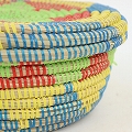 セネガルカゴ 筒型 蓋付き 三角段々柄 小 マルチ