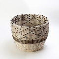 セネガルカゴ 点々格子柄 白