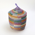 セネガルカゴ とんがり蓋付き マルチカラー