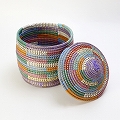 セネガルカゴ とんがり蓋付き マルチカラー