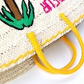 チュニジア刺繍バスケット 丸底 ハンドル 黄
