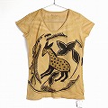 オーガニックコットン泥染Tシャツ VネックS 柄33　ガゼル  一点物