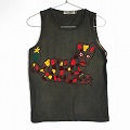 泥染 刺繍タンクトップ 3 ヒョウ  一点物