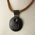 黒檀渦ヘッド革編紐ネックレス 2622 一点物