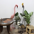 【SALE】木製鳥 脚付きクラハシコウ 31インチ @12000→8000円