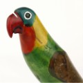 木製鳥 脚付き小 オウム 緑