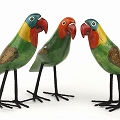 木製鳥 脚付き小 オウム 緑