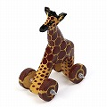 木彫ペイント動物カー キリン