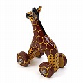 木彫ペイント動物カー キリン