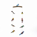 ケニアの木製鳥モビール 二列 アソートカラー