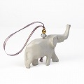 ケニア木彫動物リボンチャーム 白い象