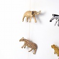 ケニアの木製動物モビール 二列 アソートカラー
