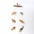 ケニアの木製動物モビール 二列 アソートカラー