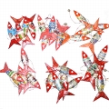 【SALE】張子モビール イワシ　赤系柄アソート