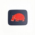 ハンドペイント動物コースター 四角 カバ ネイビー