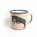 ハンドペイント動物ホーローマグカップ シマウマ ペールピンク