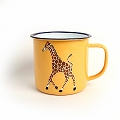 ハンドペイント動物ホーローマグカップ キリン マスタード