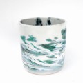 マーブル柄陶器 植木鉢 緑系