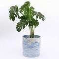 マーブル柄陶器 植木鉢 穴1.5CM H20 W20 青