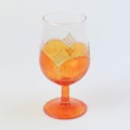モロッコ手描きカクテルグラス ゴールド オレンジ