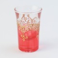 モロッコ手描きショットグラス ゴールド 赤