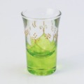 モロッコ手描きショットグラス ゴールド 緑