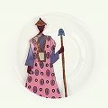 【SALE】セネガルガラス絵 皿 小 ピンク/男 @3900→2500円