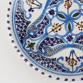 スラマ陶器 手描き平皿 D24 地中海風ターコイズ