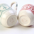 スラマ陶器 手描きマグカップ オリエンタルローズ