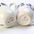 スラマ陶器 手描きマグカップ アラビア文字 青
