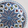 スラマ陶器 手描き浅皿円形 D20 ターコイズ